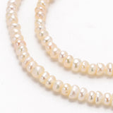 1 Strand Natural Cultured Freshwater Pearl Beads Strands, Two Sides Polished, Creamy White, 3~4mm, Hole: 0.8mm,  about 110pcs/strand, 13.6 inch