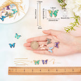 DIY Butterfly Dangle Earring Making Kits, Butterfly & Geometry Alloy Pendants, Brass Earring Hooks & Jump Rings & Pins & Links, Mixed Color, 15.5x22x3mm, Hole: 1.8mm