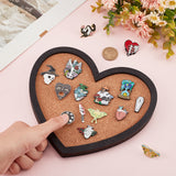 Cork Board Display Decorations, for Brooch Pin Display Organizer, with Alloy Finding, Heart Pattern, 171x200x20mm