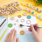 30 Sets Unfinished Wood Pieces Ring Set, Blank Wooden Slices for DIY Painting, Pyrography Craft, BurlyWood, 1.3~3.2x0.3cm, Inner Diameter: 0.7~2.6cm, 4pcs/set