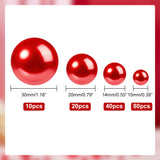 ABS Plastic Imitation Pearl Beads, No Hole, Red, 10~30mm, 150pcs/set