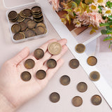 50Pcs Tibetan Style Brass Plain Edge Bezel Cups, Cabochon Settings, Flat Round, Antique Bronze, Tray: 18mm, 20x2mm