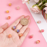 12Pcs 6 Colors Opaque Acrylic Charms, with Golden Plated Brass Finding, Strawberry, Mixed Color, 14x10x9.5mm, Hole: 1.5mm, 2pcs/color