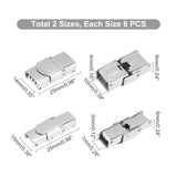 12Pcs 2 Style 304 Stainless Steel Watch Band Clasps, Rectangle, Stainless Steel Color, 6pcs/style