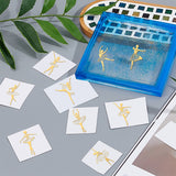 Nickel Decoration Stickers, Metal Resin Filler, Epoxy Resin & UV Resin Craft Filling Material, Ballet Pattern, 40x40mm, 9 style, 1pc/style, 9pcs/set