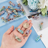 Clear Glass Bottle Natural & Synthetic Mixed Gemstone European Dangle Charms, with Glass Beads, 46mm, Pendant: 35x13x17mm, Hole: 5mm, 20pcs/box