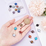 20Pcs 10 Styles Natural & Synthetic Mixed Gemstone Connector Charms Sets, Half Round Links, with Stainless Steel Color Tone 304 Stainless Steel Findings, 12x19.5x5mm, Hole: 2mm, 2pcs/style