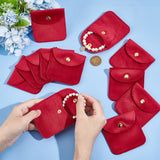 12Pcs Velvet Jewelry Storage Pouches, Square Jewelry Bags with Golden Tone Snap Fastener, for Earring, Rings Storage, Dark Red, 8x8x0.75cm