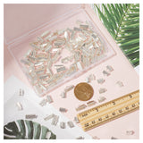 300Pcs 3 Size Alloy Ribbon Ends, Ribbon Buckle Flat Thread Clip, Rectangle, Silver, 7~7.5x8~13mm, Hole: 2.5~3.5x1~1.5mm, 100Pcs/size