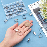 40Pcs Adjustable 304 Stainless Steel Finger Rings Components, Pad Ring Base Findings, Flat Round, Stainless Steel Color, Inner Diameter: 17~18mm, Tray: 6mm