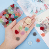 70Pcs 7 Colors Transparent Frosted Resin Rose Pendants, with Platinum Tone Iron Loops, Mixed Color, 18x15.5x7mm, Hole: 2mm, 10pcs/color