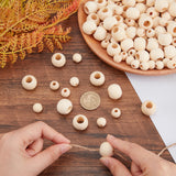 Natural Unfinished Wood Beads, Macrame Beads, Round Wooden Large Hole Beads for Craft Making, BurlyWood, 200pcs