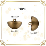 20Pcs Alloy Shank Buttons, 1-Hole, Dome/Half Round, Antique Bronze, 23x17mm, Hole: 1.5mm