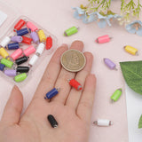 32Pcs 8 Colors Opaque Resin Pendants, Pencil Charms with Platinum Plated Metal Loops, Mixed Color, 19~20x7mm, Hole: 2mm, 4pcs/color