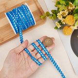 25M Metallic Yarn Lace Ribbons, Jacquard Ribbon, Garment Accessories, Marine Blue, 1/4 inch(8mm)