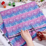 Fish Scale Pattern Polyester-Cotton Fabric, for DIY Bag Cloth Accessories, Magenta, 1482x1000x0.2mm