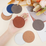 12Pcs 6 Style PU Leather Blank Labels, Self Adhesive Patches, Flat Round, Mixed Color, 76x1.5mm, 2pcs/style