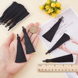 10Pcs Nylon Tassels Big Pendant Decorations, Black, 83~92x9~10mm, Hole: 1.5~4mm