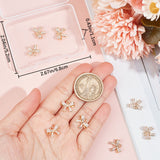 12Pcs Rack Plating Brass Micro Pave Cubic Zirconia Charms, Long-Lasting Plated, Bowknot, Light Gold, 10x13x5mm, Hole: 1.2mm