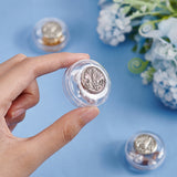 Round Transparent Plastics Display Boxes, with Antique Silver Tone Virgin Marry Alloy Slice Ornament, for Gemstone, Jewelry Storage, Clear, 3.5x2.05cm, Inner Diameter: 3.15cm