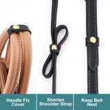 &reg 5Pcs 5 Style Cowhide Leather Cable Straps, Cord Organizer, for Fixing Leather Bag Handle, with Golden Alloy Snap Button, Black, 6.2~10x1.25x0.5cm, 1pc/style