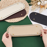 4Pcs 4 Colors Oval PU Leather Knitting Crochet Bags Nail Bottom Shaper Pad, with Iron Nail, Mixed Color, 30x10.1x1cm, Hole: 5mm, 1pc/color