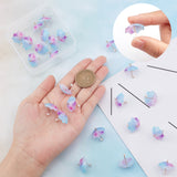 Acrylic Pendants, with Golden Plated Brass Loops and ABS Plastic Imitation Pearl, Umbrella, Cornflower Blue, 20~21x20x20mm, Hole: 1.6mm, 24pcs/box