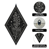 Custom Plywood Pendulum Board, Wall Hanging Ornament, for Witchcraft Wiccan Altar Supplies, Rhombus with Tarot Theme Patterns, Black, 300x170x6mm, 3 styles, 1pc/style, 3pcs/set