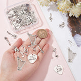 72Pcs 9 Style Tibetan Style Alloy Pendants, Heart with Word I Love Music & Musical Note, Antique Silver, 17~31x7~22.5x1.3~5mm, Hole: 1.5~2.5mm, 8pcs/style