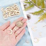 60Pcs 3 Style Brass Pendants, Double Horn/Crescent Moon Pendant, Real 18K Gold Plated, 9~19x9.5~18x0.8~1mm, Hole: 1mm, 20pcs/style