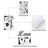 PVC Wall Stickers, Rectangle with Laundry Theme, for Home Living Room Bedroom Decoration, Black, 200x290mm, 4pcs/set