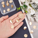 20Pcs Brass Stud Findings, with Vertical Loops, Flat Round, Nickel Free, with 50Pcs Eco-Friendly Plastic Ear Nuts, Golden, 15mm, Hole: 2mm, Pin: 0.8mm