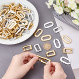 120Pcs 4 Style CCB Plastic Linking Rings, Quick Link Connectors, For Jewelry Chains Making, Rectangle & Oval, Platinum & Golden, 30~36.5x20~20.5x3.5~5.5mm, 30pcs/style