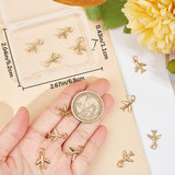 12Pcs Rack Plating Brass Charms, with Jump Ring, Long-Lasting Plated, Cadmium Free & Lead Free, Airplane, Real 18K Gold Plated, 14x12.5x3mm, Hole: 3mm