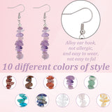 10 Pairs 10 Style Natural & Synthetic Mixed Gemstone Chips Beaded Dangle Earrings for Women, 59~61mm, Pin: 0.7mm, 1 Pair/style
