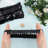 12Pcs Yarn & Rubber Elastic Headbands, with Plastic Paillette/Sequins, Hair Accessories, Black, 29x4mm, Inner Diameter: 116mm
