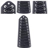 Adjustable Imitation Leather Waxed Cord Bracelets, Gauntlet Wristband, Cuff Wrist Guard, with Alloy Finding, Black, 7-1/4x9-7/8 inch(18.5x25cm)