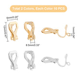 304 Stainless Steel Clip-on Earring Findings, Mixed Color, 12x6x8.5mm, Hole: 1mm, 2colors, 10pcs/color, 20pcs/box