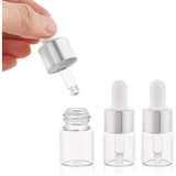 DIY 5ml Glass Dropper Bottles Kit, with Mini Transparent Plastic Funnel Hopper and Disposable Transfer Pipettes, Silver, 5.6x1.05~2.2cm, Capacity: 5ml