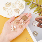 16Pcs 8 Style Alloy Pendants, with ABS Plastic Imitation Pearl, Mixed Shapes, Light Gold, 2pcs/Style