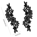 Lace Embroidery Sewing Fiber, DIY Garment Accessories, Flower/Rose, Black, 270x72x1.5mm