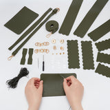 DIY PU Leather Braided Women's Crossbody Handbag Making Kits, including Fabrics, Chain Crossbody Strap, Magnetic Clasps, Screwback Rivets, Screwdriver, Thread, Needle, Dark Olive Green