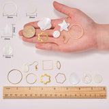 DIY Earring Making, with Brass Linking Rings & Earring Hooks, Shell Pendants, 304 Stainless Steel Pendants & Linking Ring, Golden, 135x70x30mm
