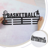 Sports Theme Iron Medal Hanger Holder Display Wall Rack, with Screws, Basketball Pattern, 150x400mm