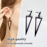 3 Pairs 3 Colors Alloy Hollow Out Triangle Dangle Stud Earrings for Women, Mixed Color, 66.5mm, Pin: 0.7mm, 1 Pair/color