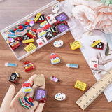 48Pcs 12 Styles Cartoon Teachers' Day Resin Cabochons, Study Theme Cabocbons, Mixed Shapes, 17~30x10.5~34.5x4~9mm, 4pcs/style