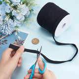 1 Roll Flat Polycotton Hollow Cord, Shoeslace Making, Clothes Accessories, with 1Pc Plastic Spool, Black, 12mm, about 27.34 Yards(25m)/Roll