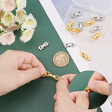 12 Sets 2 Colors Brass Fold Over Clasps, 1-Hole, Platinum & Golden, 24x7x4mm, Hole: 1mm, 6sets/color