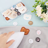 16Pcs 4 Colors Bear's Head Computerized Embroidery Cloth Iron On/Sew On Patches, with 7 Pairs 7 Colors Cat Paw Print Shape Self-Adhesive Cloth Patches, Mixed Color, 26~40x27~60x1.8~2mm