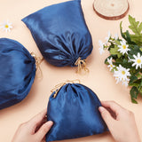 18Pcs 3 Style Satin Storage Bag, Drawstring Bag, with Plastic Golden Plated Button & Polyester Cord, Rectangle, Medium Blue, 14.5~30x14.3~22.5x0.3~0.45cm, 6Pcs/style